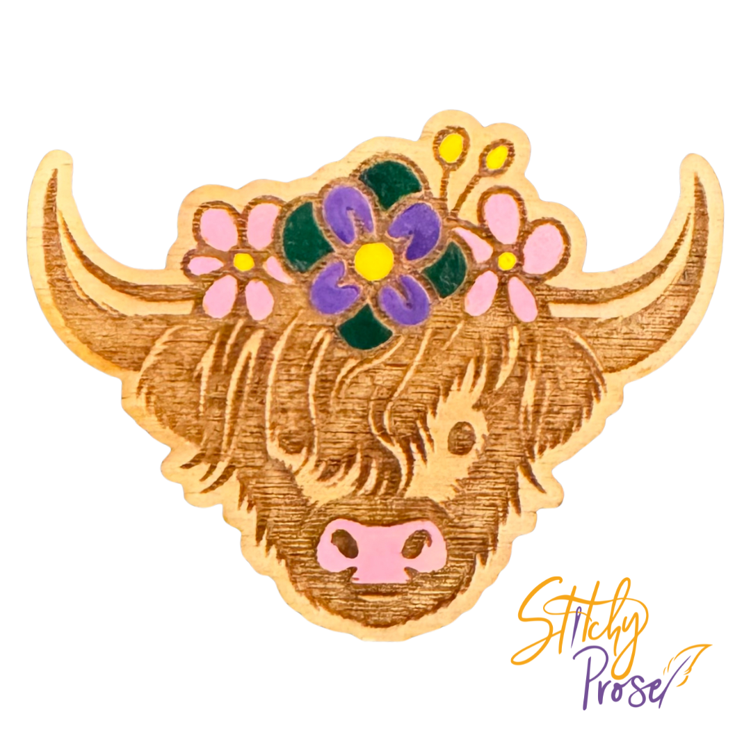 Needle Minder - Wooden - Highland Coo