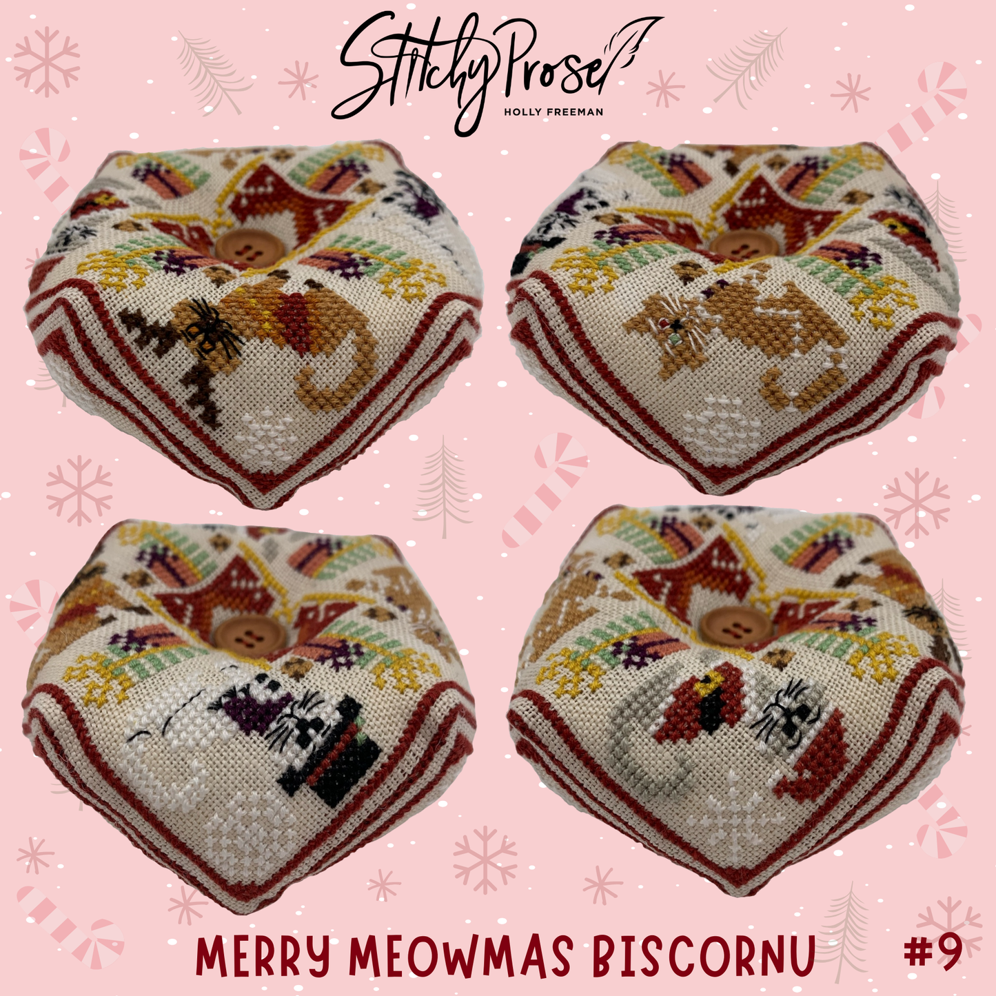 Merry Meowmas Biscornu